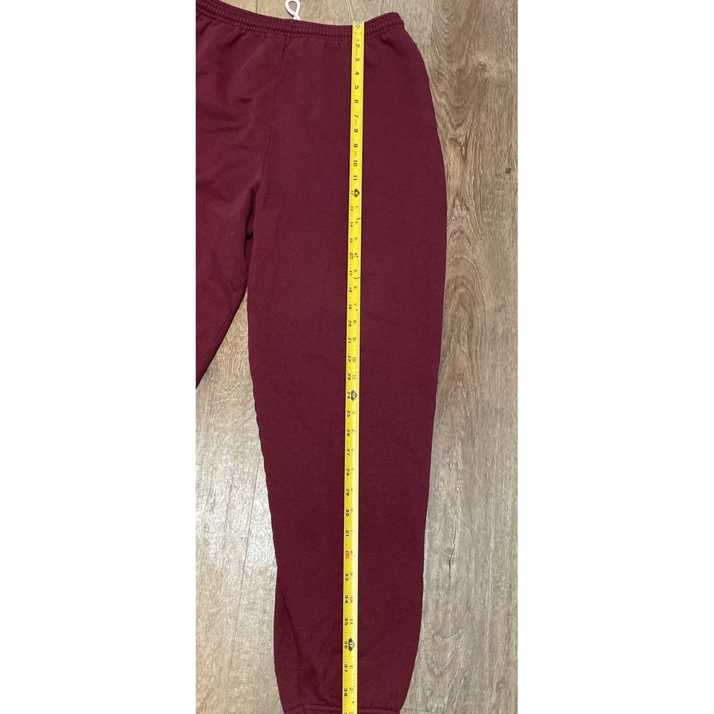 Vintage 90s Hanes Baggy Maroon Drawstring Sweatpants Joggers Size M Made in USA - Picture 3 of 8